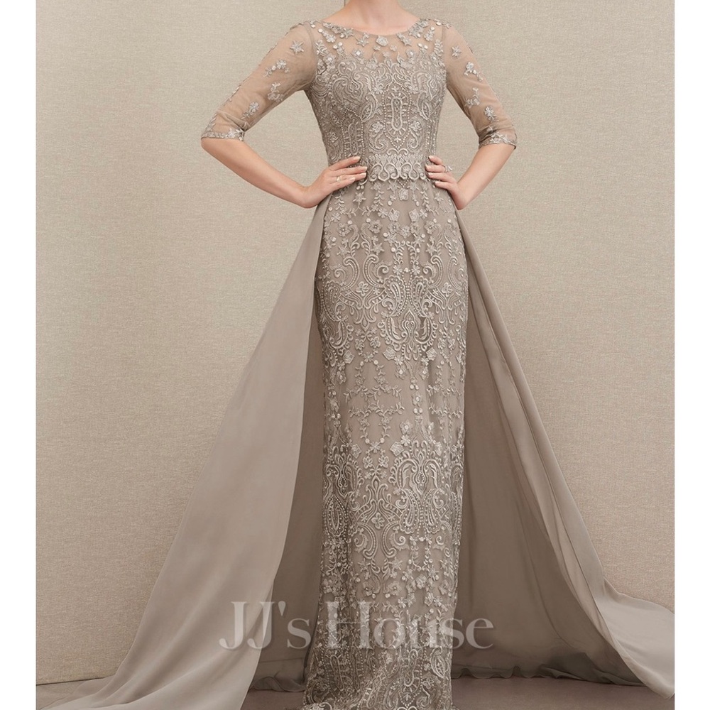 JJs House Beige Embroidered Maxi Dress